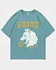 Fire Wolf Violence Oversized Mid Half Sleeve T-Shirt