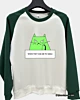 Lustige Katze Lächeln Meme - Raglanärmel Sweatshirt