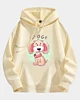 Funny Cute Teddy Dog Drop Shoulder Fleece Hoodie