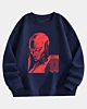 Sudadera de franela con gráfico brutalista y hombros caídos de streetwear futurista.