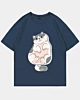 Gatto grasso disegnato a mano - Maglietta oversize a spalla scesa
