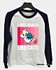 Me gustan mucho los gatos - Sudadera de manga ranglán