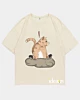 Let The Cat Out Of The Bag - Übergroßes T-Shirt mit halben Ärmeln