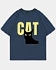 Modern Black Yellow Cat Oversized Drop Shoulder T-Shirt