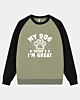 Mon chien pense que je suis génial sweat à manches raglan