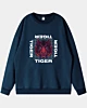 Sweat-shirt à épaules tombantes avec motif de tête de tigre carrée