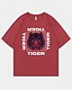 Square Tiger Face Oversized Mid Half Sleeve T-Shirt