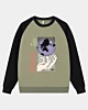 Felpa con maniche a raglan e grafica astratta disco per streetwear.