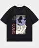 Camiseta Oversized de Ombro Caído com Estampa Gráfica Abstrata Disco Streetwear