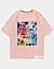 60S Retro Geometric Psychedelic Collage Ice Cotton Oversized T-Shirt