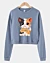 Adorable Cartoon Cat Holding Wooden Closed - Cropped Sweatshirt