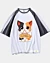 Adorable chat de dessin animé tenant un objet en bois fermé - Mid Half Sleeve Raglan T-Shirt