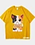 Adorable chat de dessins animés tenant un objet en bois fermé - T-shirt surdimensionné épais