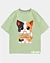 Adorable Cartoon Cat Holding Wooden Closed - Ice Cotton Oversized T-Shirt