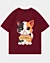 Adorable chat de dessin animé tenant un objet en bois fermé - T-shirt oversize à épaules tombantes