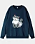 Squatting Cartoon Cat 3 - Sweatshirt à épaules tombantes