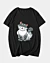 Hockende Cartoon-Katze 3 - T-Shirt mit V-Ausschnitt