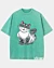 Squatting Cartoon Cat 3 - Acid Wash T-Shirt