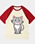 Gato en cuclillas 4 - Camiseta corta de raglán