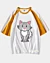 Gato de dibujos animados en cuclillas 4 - Camiseta de media manga raglán