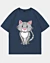 Squatting Cartoon Cat 4 - Camiseta oversize con hombros caídos