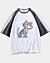 Squatting Cartoon Cat - Mid Half Sleeve Raglan T-Shirt