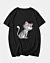 Hockende Cartoon-Katze - T-Shirt mit V-Ausschnitt
