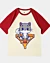 Niedliche Katze sitzt auf Pizza - Kurzes Raglan T-Shirt