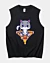 Niedliche Katze sitzend Pizza - Tank Top