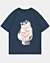 Gato gordo dibujado a mano - Camiseta oversize con hombros caídos