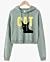 Modern Black Yellow Cat Cropped Hoodie