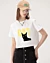 T-shirt court moderne noir et jaune avec un chat